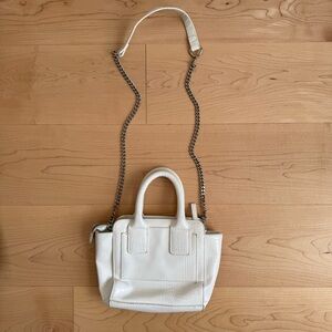 Mini White Faux Crocodile Leather Handbag